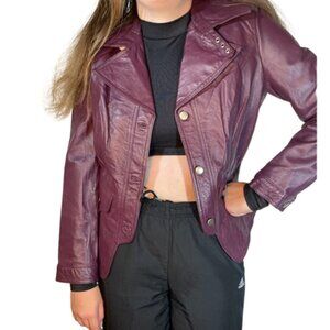 Cami Leather Moto Women Jacket Blazer Eggplant Purple size 10